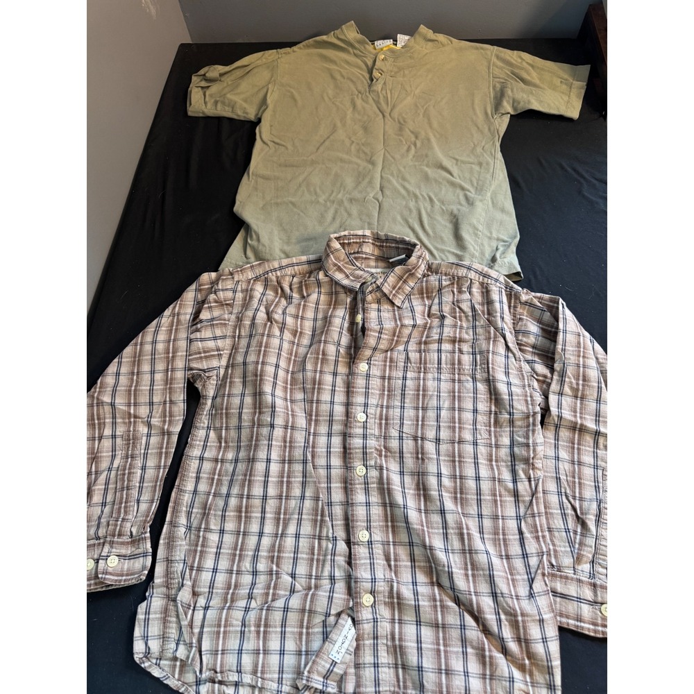 Covington Plaid Button Down & TKS Basics Henley Shirt Bundle Boys Medium 10-12